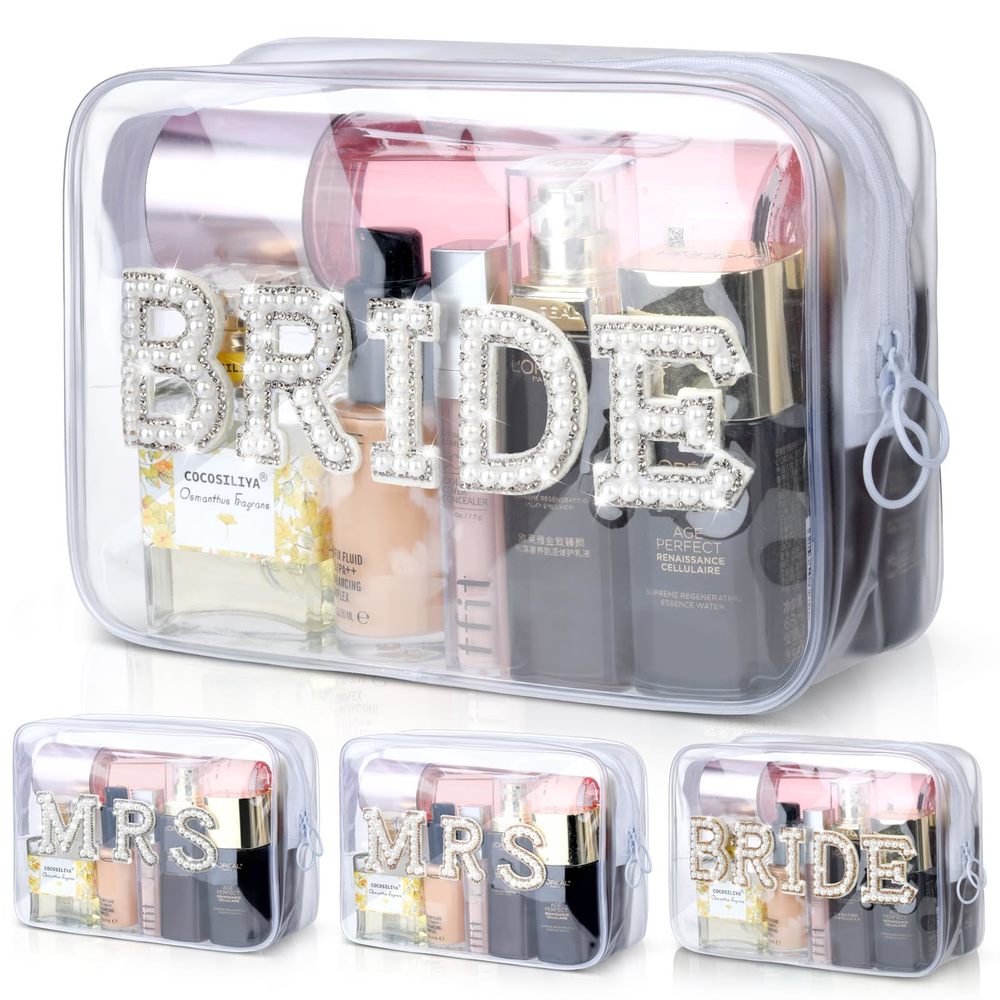 Bride Clear Makeup Bag, Bridal Shower Gifts Engagement Cosmetic Bag, Bling🐯